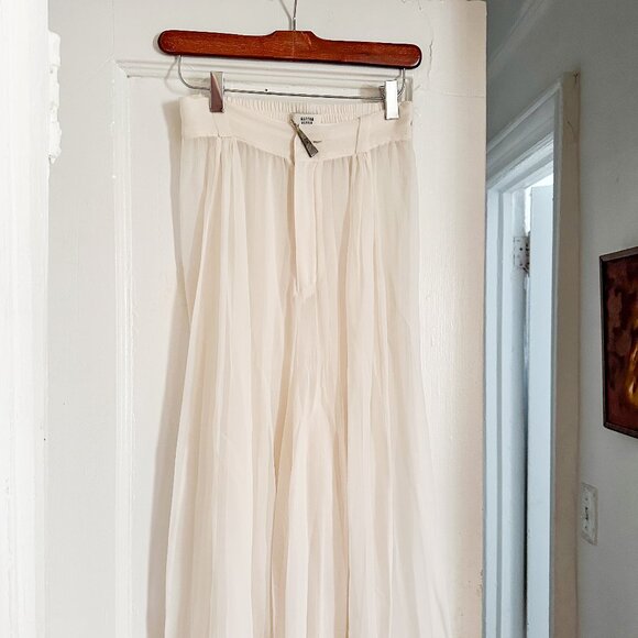 Maryam Nassir Zadeh Pants - Maryam Nassir Zadeh White Sheer Culotte Shorts
